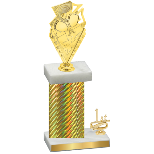 Accented Single Gold Carbon Fiber First Place Pickleball Trophy