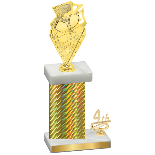 Accented Single Gold Carbon Fiber Fourth Place Pickleball Trophy