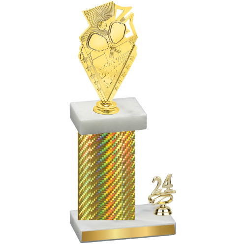 Accented Single Gold Carbon Fiber Year Pickleball Trophy