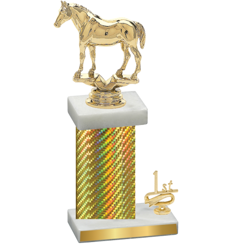 Accented Single Gold Carbon Fiber First Place Horses Trophy