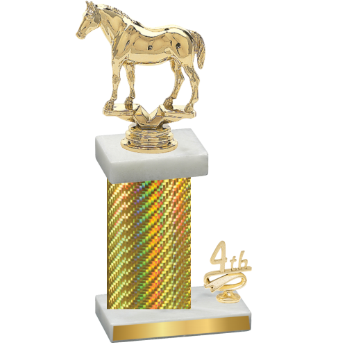 Accented Single Gold Carbon Fiber Fourth Place Horses Trophy