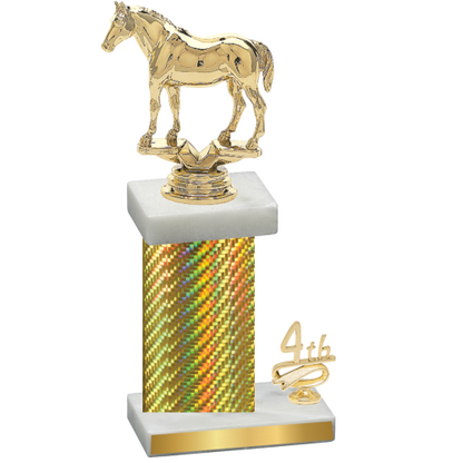 Accented Single Gold Carbon Fiber Fourth Place Horses Trophy