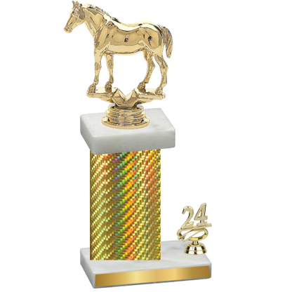 Accented Single Gold Carbon Fiber Year Horses Trophy