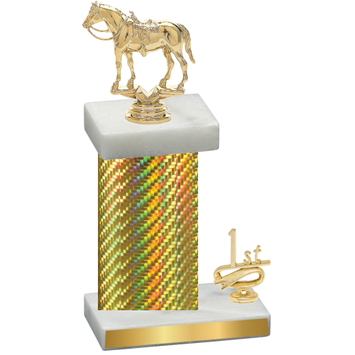 Accented Single Gold Carbon Fiber First Place Horses Trophy