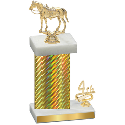 Accented Single Gold Carbon Fiber Fourth Place Horses Trophy