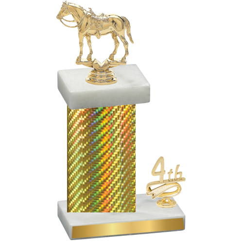 Accented Single Gold Carbon Fiber Fourth Place Horses Trophy