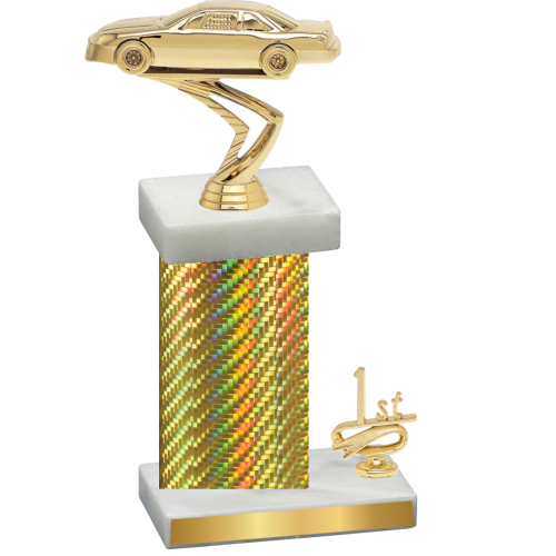 Accented Single Gold Carbon Fiber First Place Cars Trophy