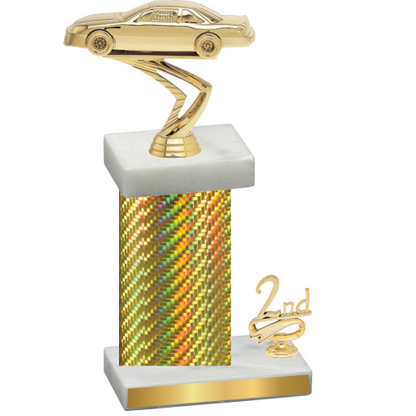 Accented Single Gold Carbon Fiber Second Place Cars Trophy