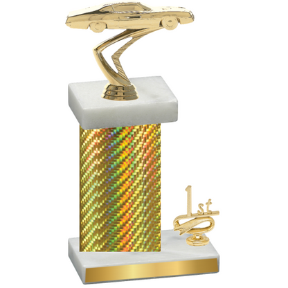 Accented Single Gold Carbon Fiber First Place Cars Trophy