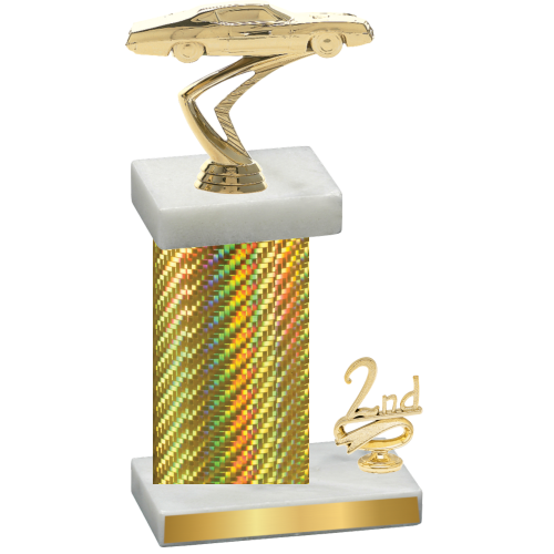 Accented Single Gold Carbon Fiber Second Place Cars Trophy