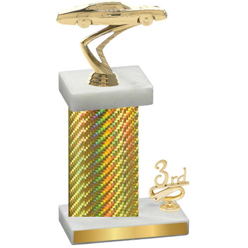 Accented Single Gold Carbon Fiber Third Place Cars Trophy