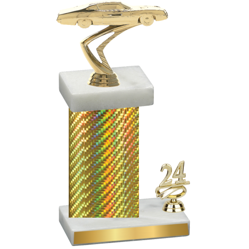 Accented Single Gold Carbon Fiber Year Cars Trophy