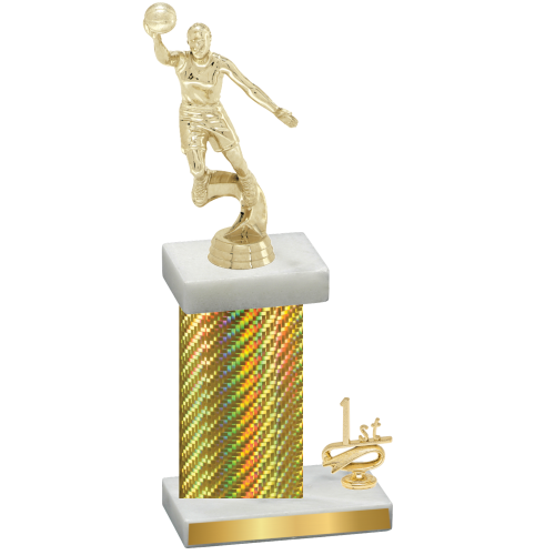 Accented Single Gold Carbon Fiber First Place Basketball Trophy