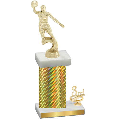 Accented Single Gold Carbon Fiber Third Place Basketball Trophy