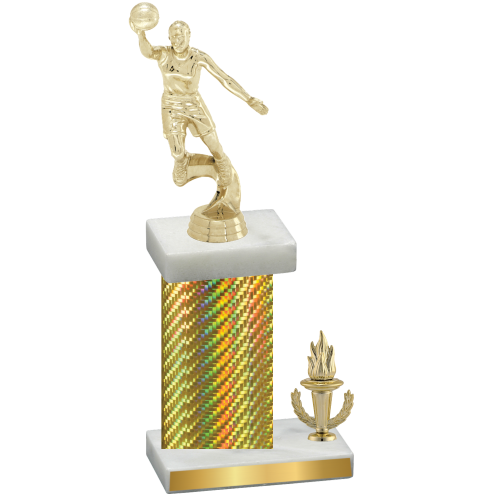 Accented Single Gold Carbon Fiber Victory Basketball Trophy