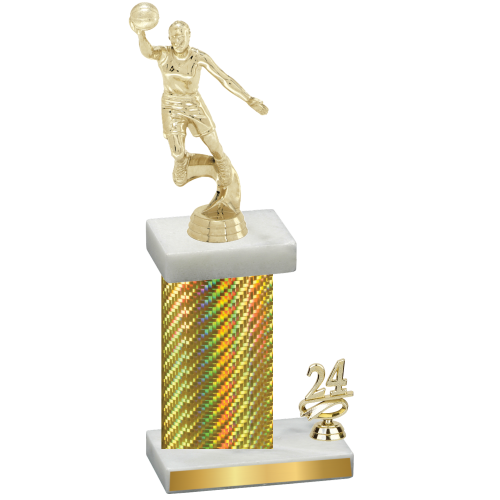 Accented Single Gold Carbon Fiber Year Basketball Trophy