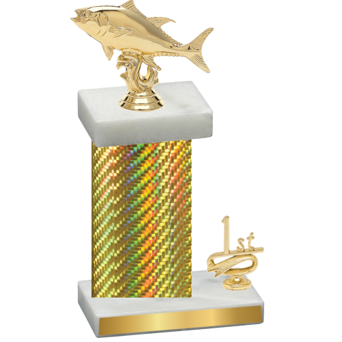 Accented Single Gold Carbon Fiber First Place Fishing Trophy