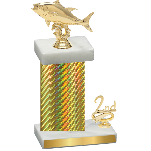 Accented Single Gold Carbon Fiber Second Place Fishing Trophy