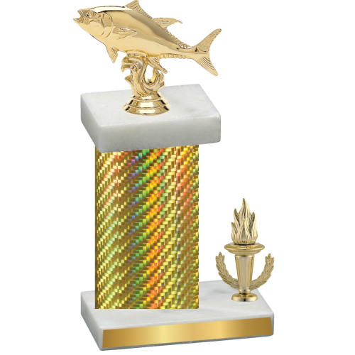Accented Single Gold Carbon Fiber Victory Fishing Trophy