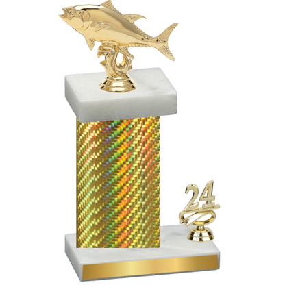 Accented Single Gold Carbon Fiber Year Fishing Trophy