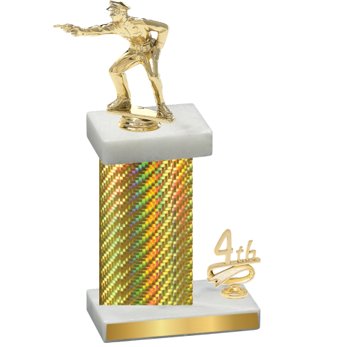 Accented Single Gold Carbon Fiber Fourth Place Shooter Trophy