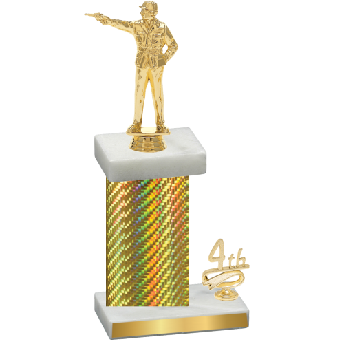 Accented Single Gold Carbon Fiber Fourth Place Shooter Trophy