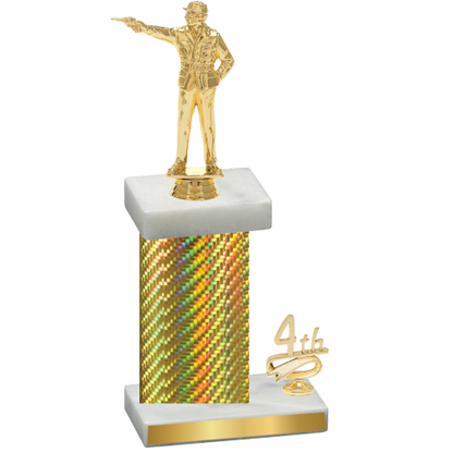 Accented Single Gold Carbon Fiber Fourth Place Shooter Trophy