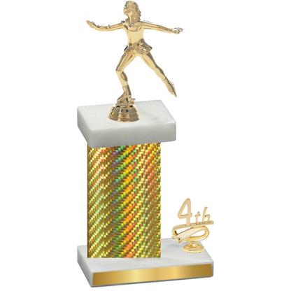 Accented Single Gold Carbon Fiber Fourth Place Skater Trophy