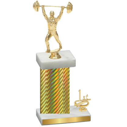 Accented Single Gold Carbon Fiber First Place Weights Trophy