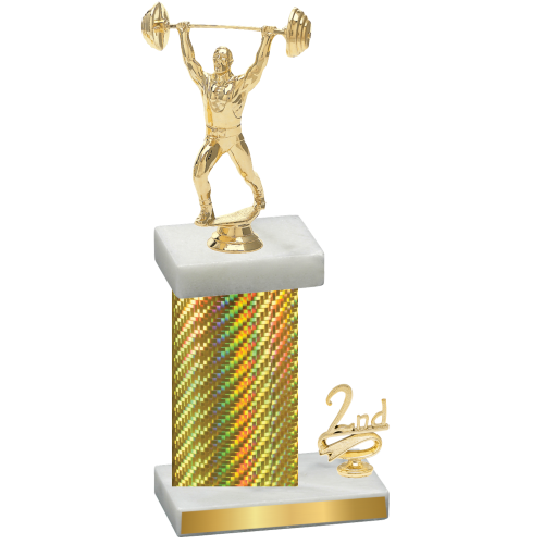 Accented Single Gold Carbon Fiber Second Place Weights Trophy