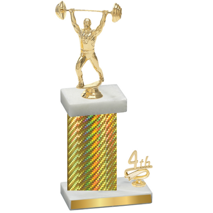Accented Single Gold Carbon Fiber Fourth Place Weights Trophy
