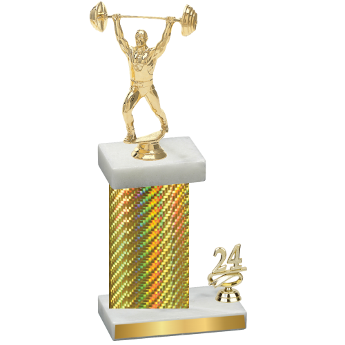 Accented Single Gold Carbon Fiber Year Weights Trophy