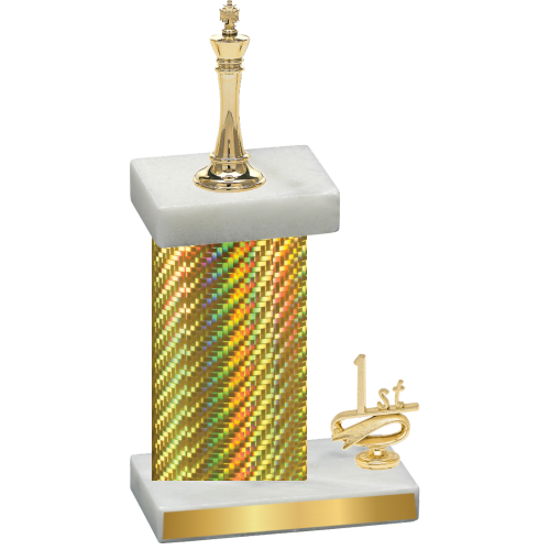 Accented Single Gold Carbon Fiber First Place Chess Trophy