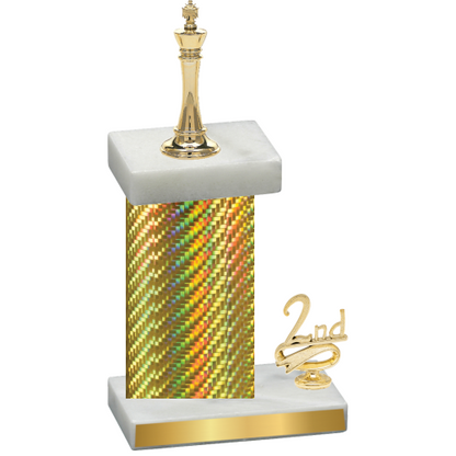 Accented Single Gold Carbon Fiber Second Place Chess Trophy