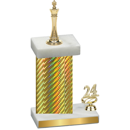 Accented Single Gold Carbon Fiber Year Chess Trophy