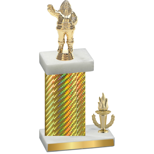 Accented Single Gold Carbon Fiber Victory Holiday Trophy