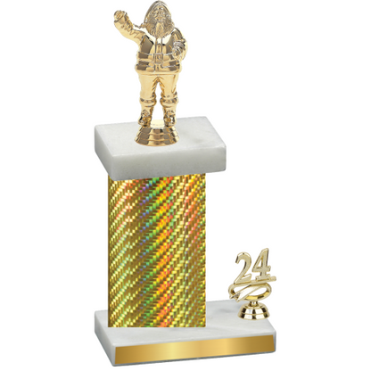 Accented Single Gold Carbon Fiber Year Holiday Trophy