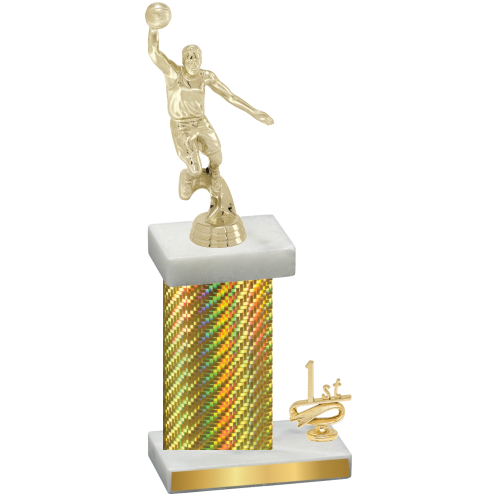 Accented Single Gold Carbon Fiber First Place Basketball Trophy