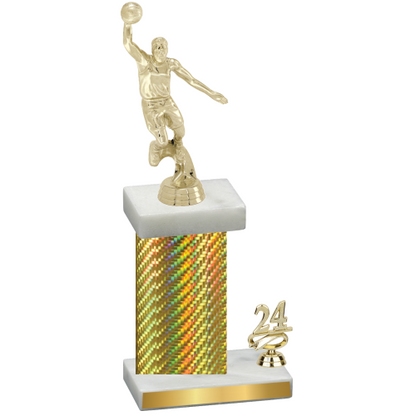 Accented Single Gold Carbon Fiber Year Basketball Trophy