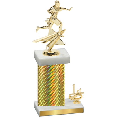 Accented Single Gold Carbon Fiber First Place Flag Football Trophy