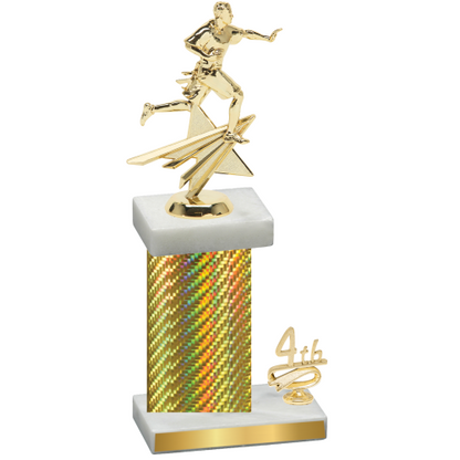 Accented Single Gold Carbon Fiber Fourth Place Flag Football Trophy