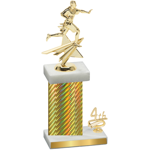 Accented Single Gold Carbon Fiber Fourth Place Flag Football Trophy