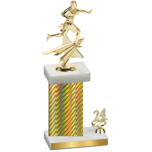 Accented Single Gold Carbon Fiber Year Flag Football Trophy