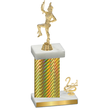 Accented Single Gold Carbon Fiber Second Place Majorette Trophy