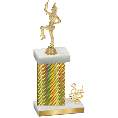 Accented Single Gold Carbon Fiber Third Place Majorette Trophy