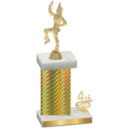 Accented Single Gold Carbon Fiber Fourth Place Majorette Trophy