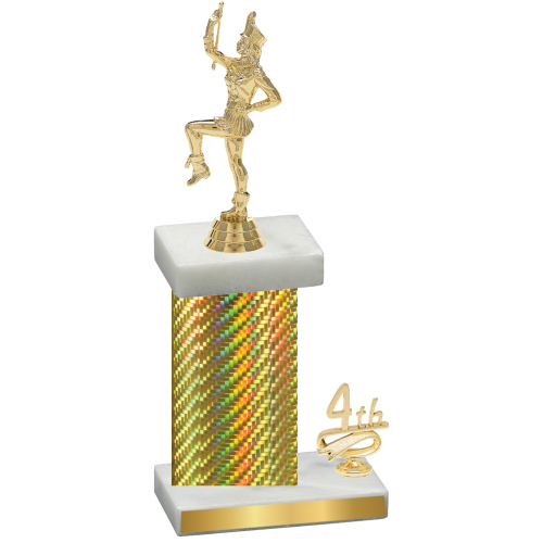 Accented Single Gold Carbon Fiber Fourth Place Majorette Trophy