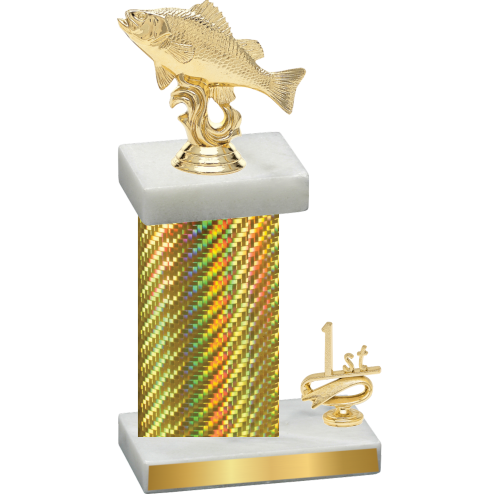 Accented Single Gold Carbon Fiber First Place Fishing Trophy