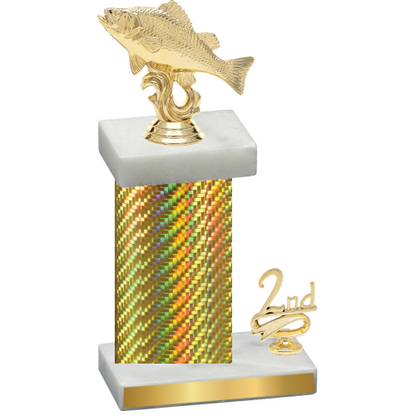 Accented Single Gold Carbon Fiber Second Place Fishing Trophy