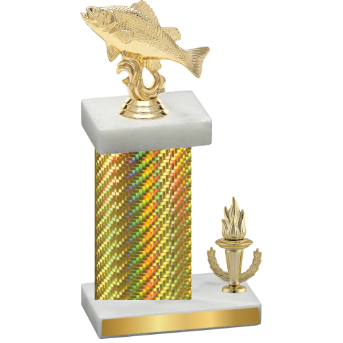 Accented Single Gold Carbon Fiber Victory Fishing Trophy
